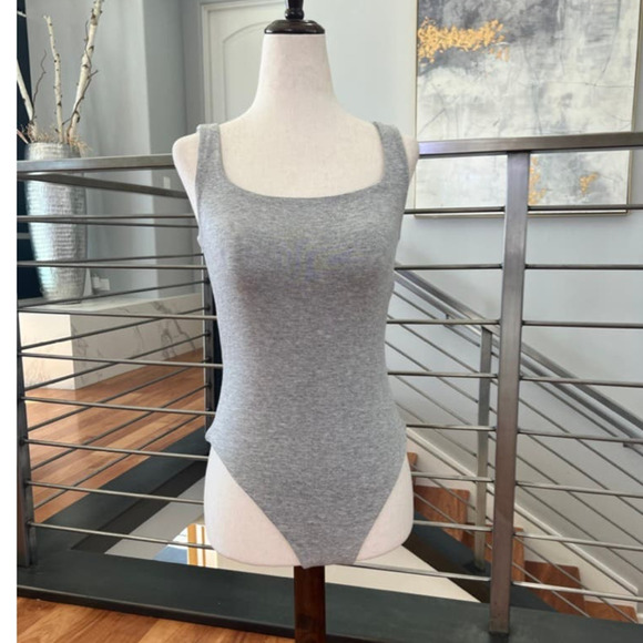 ❌❌SOLD❌❌Naked Wardrobe The NW Tank Bodysuit in Heather Grey - Picture 1 of 10